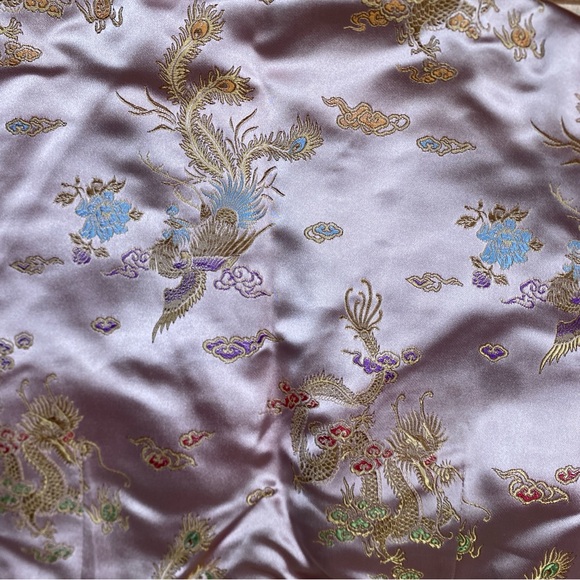 Vintage Women's Blush Pink Floral Dragon Satin Asian Cheongsam Top Size 0 Boho - Picture 6 of 10